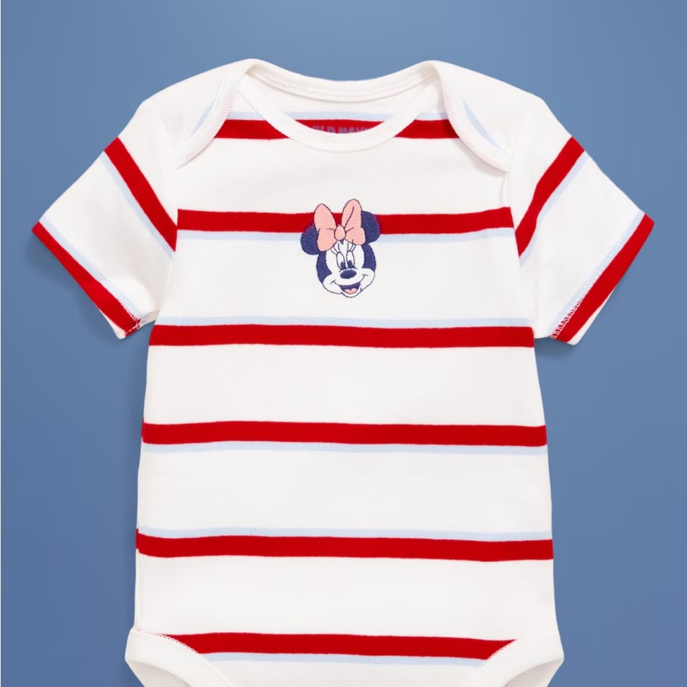 Old Navy Red and White Striped Minnie Mouse Onsie